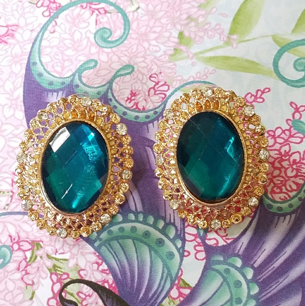 Turquoise blue oval earrings